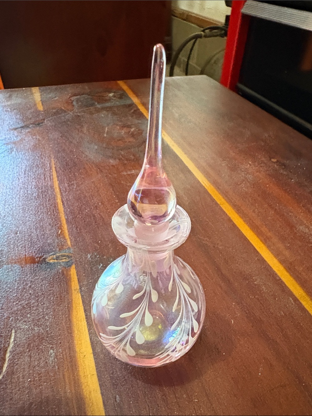Handblown Pink Glass Perfume Bottle by